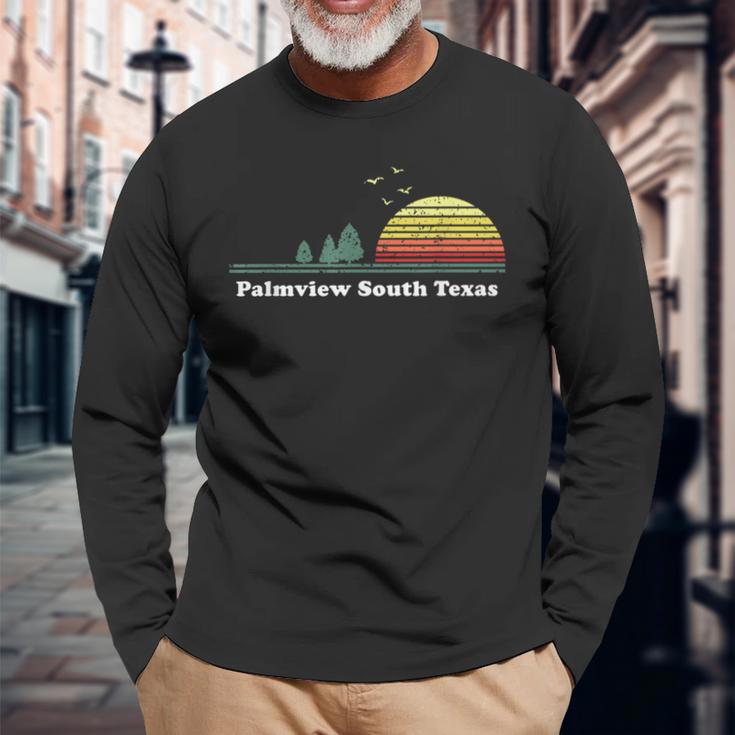 Vintage Palmview South Texas Sunset Souvenir Print Long Sleeve T-Shirt Gifts for Old Men