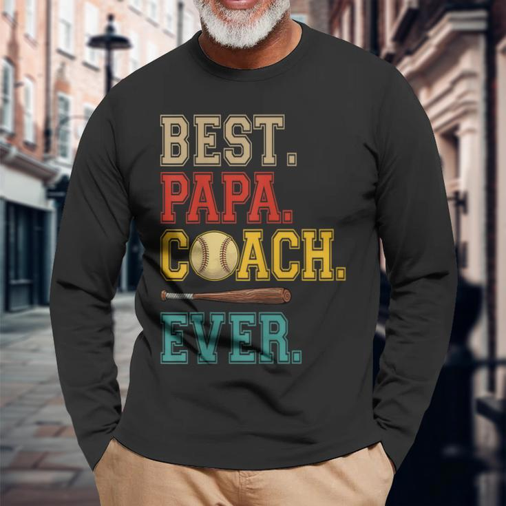 Vintage Papa Coach Ever Costume Baseball Player Coach Long Sleeve T-Shirt T-Shirt Gifts for Old Men