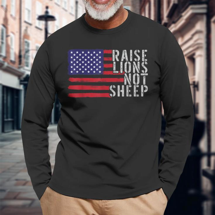 Vintage Patriotic Party Patriot Lion Raise Lions Not Sheep Long Sleeve T-Shirt Gifts for Old Men