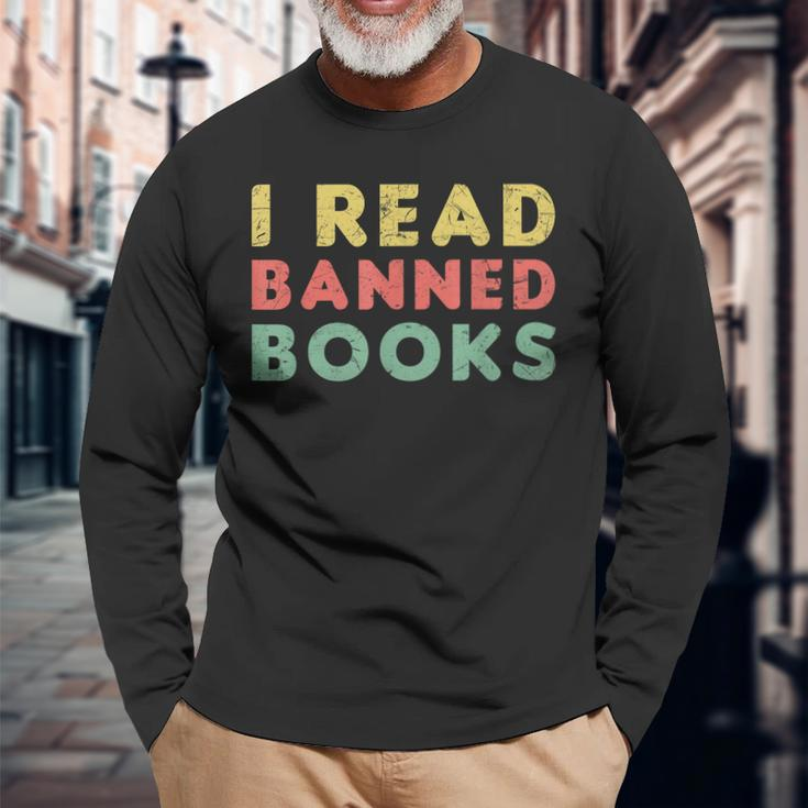 Vintage I Read Banned Books Avid Readers Long Sleeve T-Shirt Gifts for Old Men