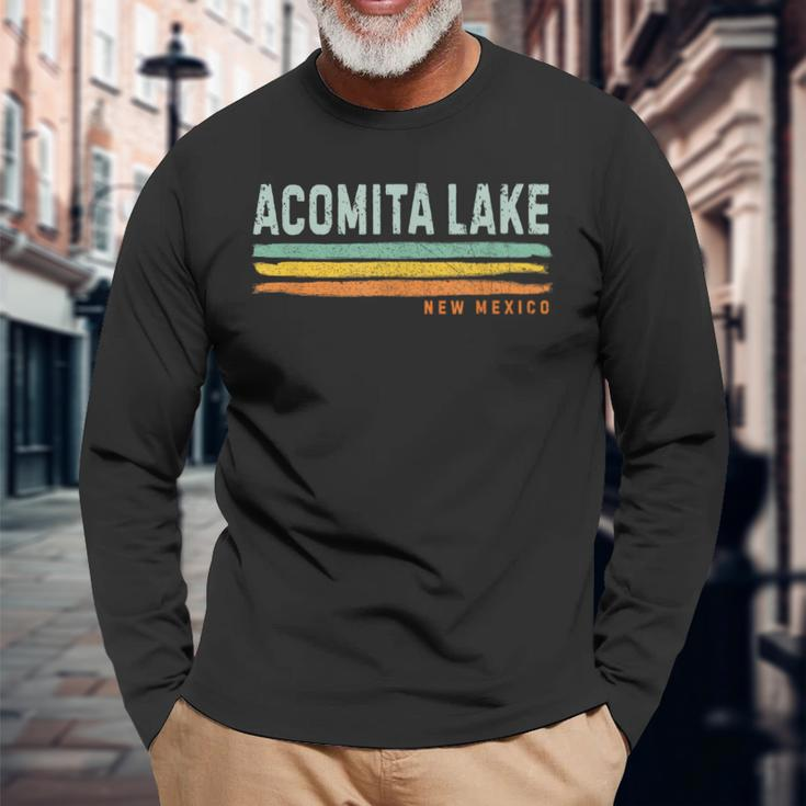 Vintage Stripes Acomita Lake Nm Long Sleeve T-Shirt Gifts for Old Men