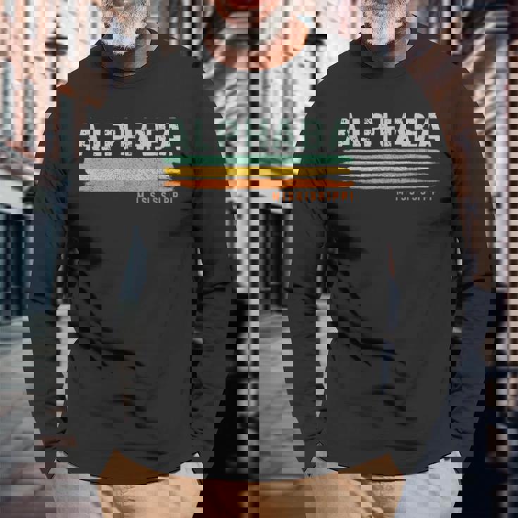 Vintage Stripes Alphaba Ms Long Sleeve T-Shirt Gifts for Old Men