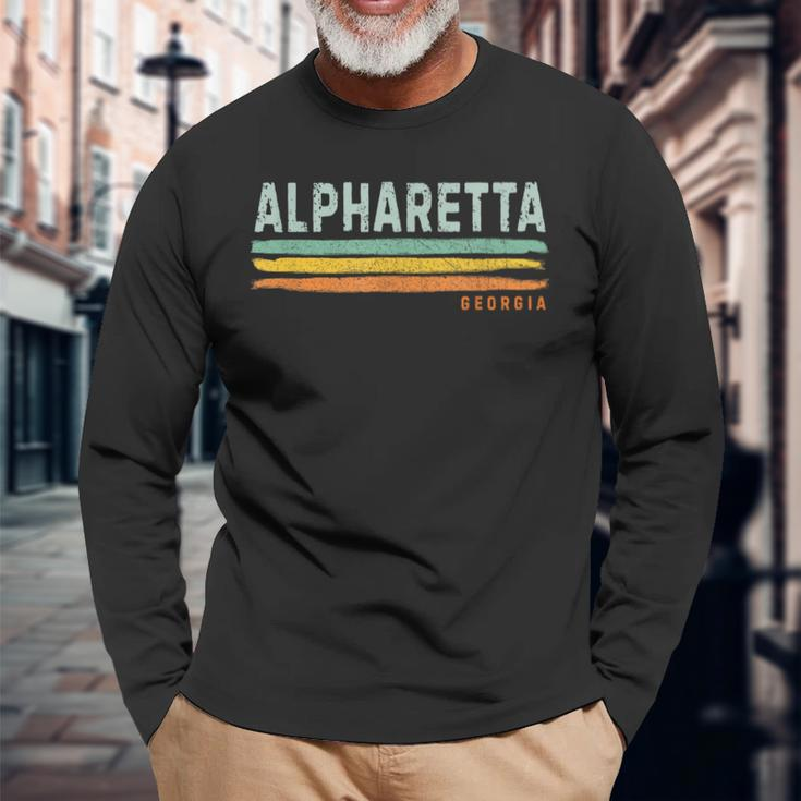Vintage Stripes Alpharetta Ga Long Sleeve T-Shirt Gifts for Old Men