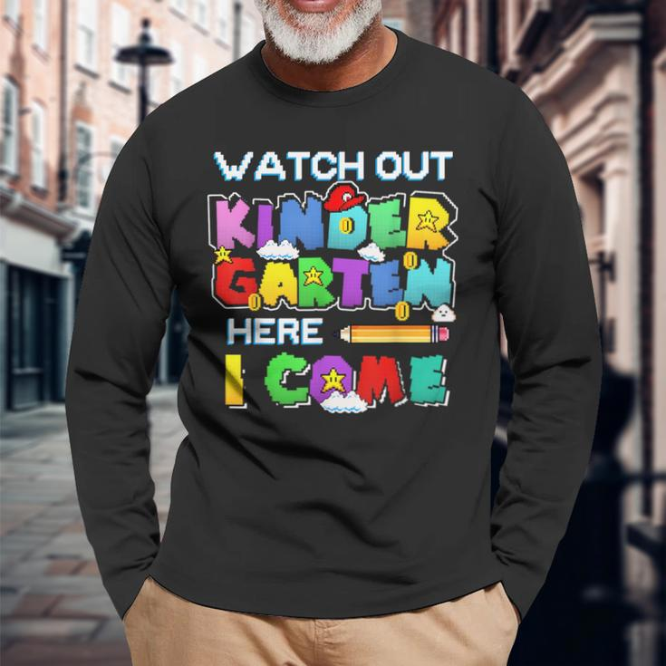 Watch Out Kindergarten Here I Come Back To School Outfits Long Sleeve T-Shirt T-Shirt Gifts for Old Men