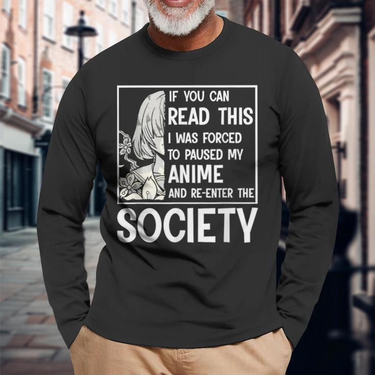 Watching Anime Waifu Anime Stuff Long Sleeve T-Shirt Gifts for Old Men