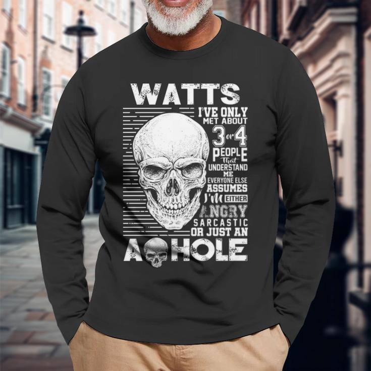 Watts Name Watts Ively Met About 3 Or 4 People Long Sleeve T-Shirt Gifts for Old Men