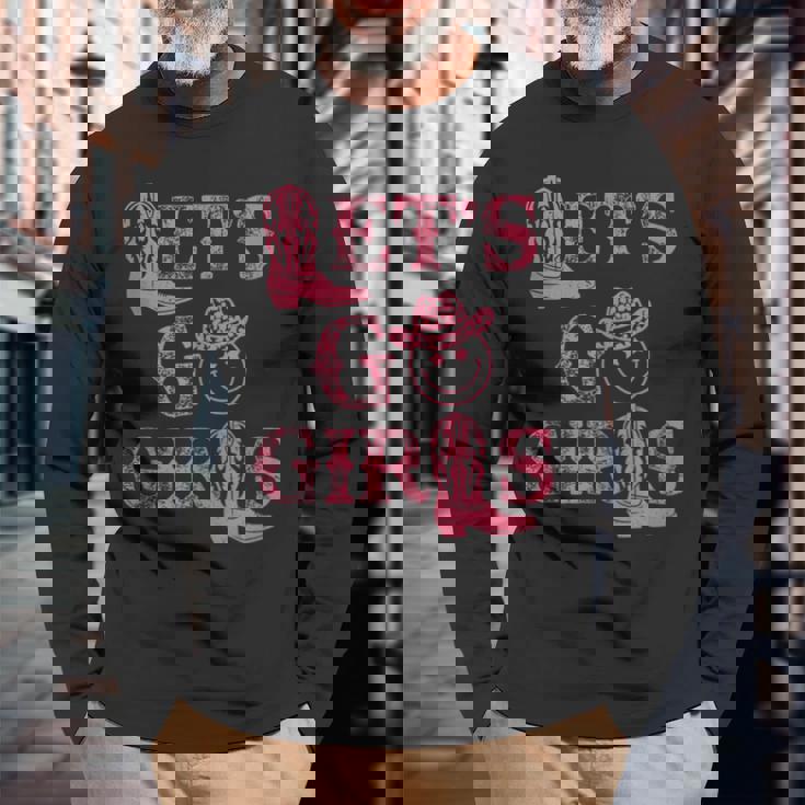 Western Lets Go Girls Bridal Bachelorette Party Matching Long Sleeve T-Shirt T-Shirt Gifts for Old Men