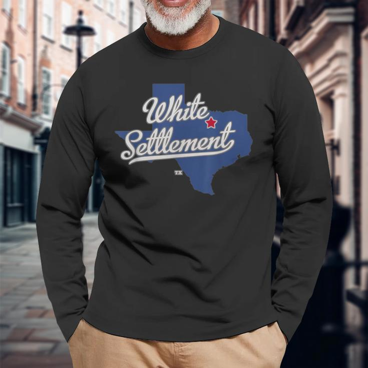 White Settlement Texas Tx Map Long Sleeve T-Shirt Gifts for Old Men