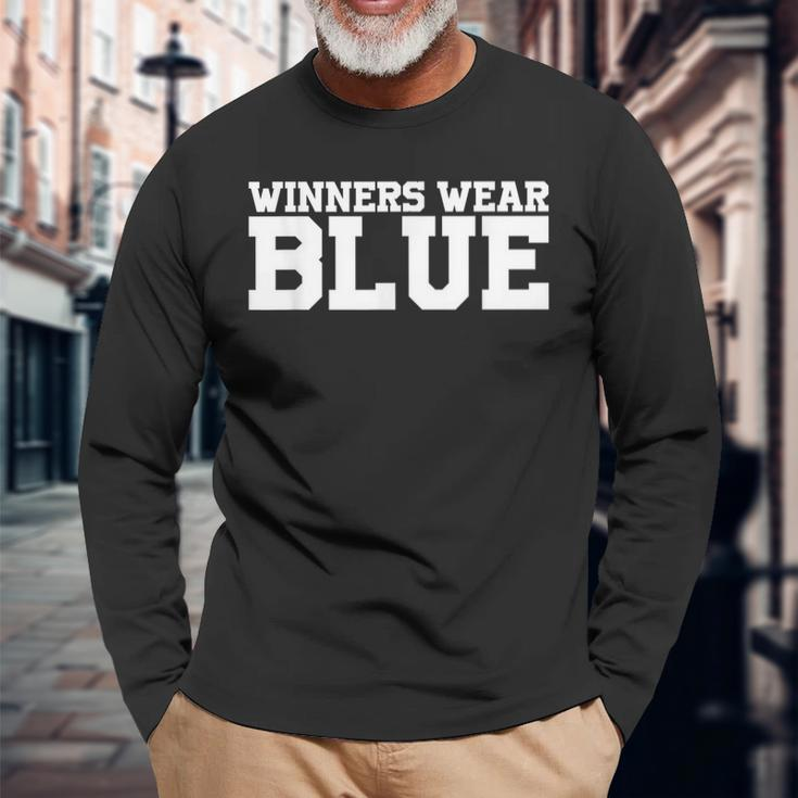 Winners Wear Blue Team Spirit Game Competition Color Sports Long Sleeve T-Shirt Gifts for Old Men