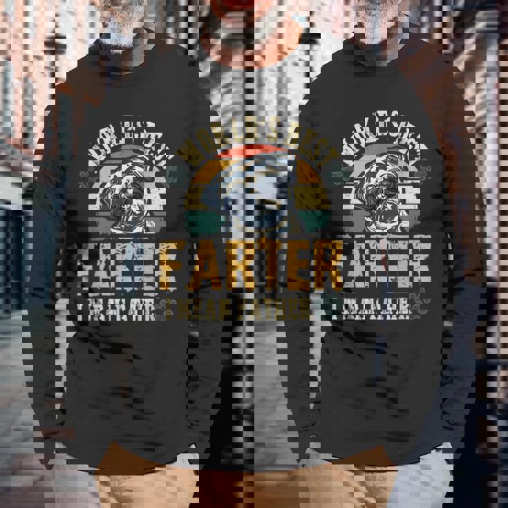 Worlds Best Farter I Mean Father Best Dad Ever Cool Dog Long Sleeve T-Shirt Gifts for Old Men