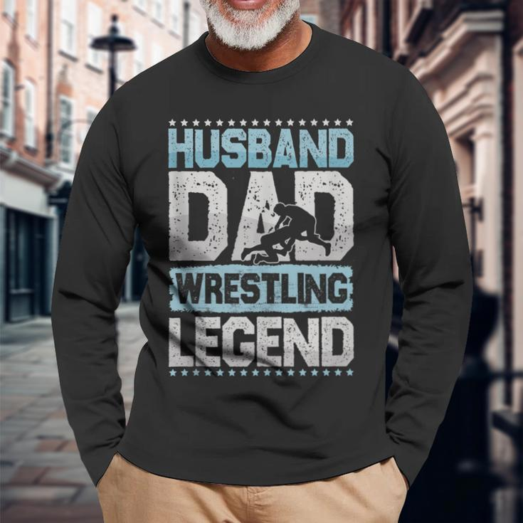 Wrestling Husband Dad Rings Legend Rings Long Sleeve T-Shirt T-Shirt Gifts for Old Men