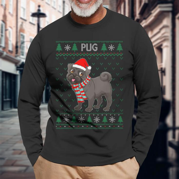 Xmas Pug Dog Ugly Christmas Sweater Party Long Sleeve T-Shirt Gifts for Old Men