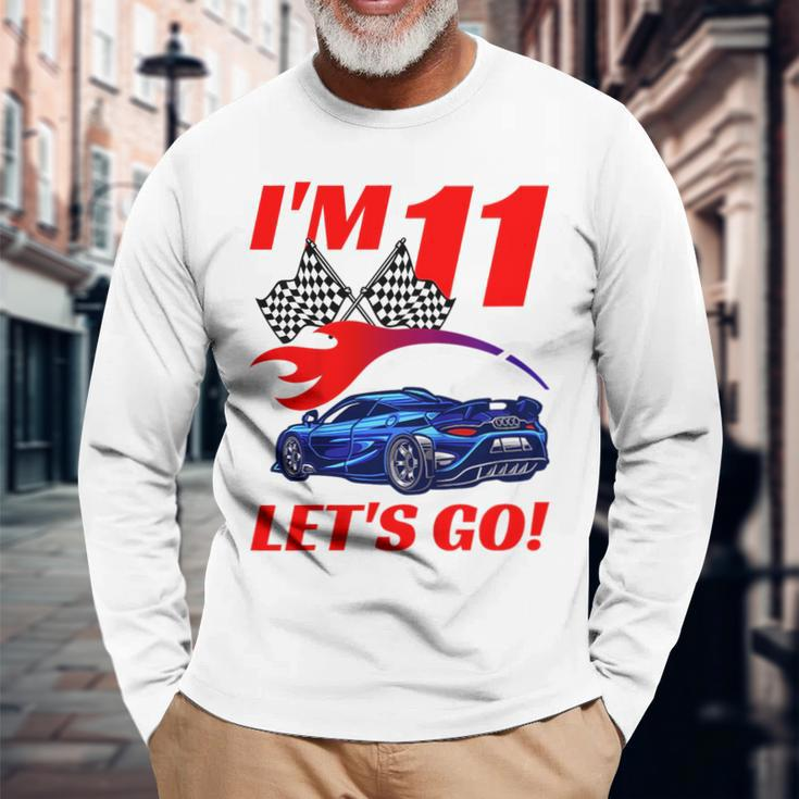 11 Year Old 11Th Racing Racecar Birthday Party Boys Girls Long Sleeve T-Shirt Gifts for Old Men