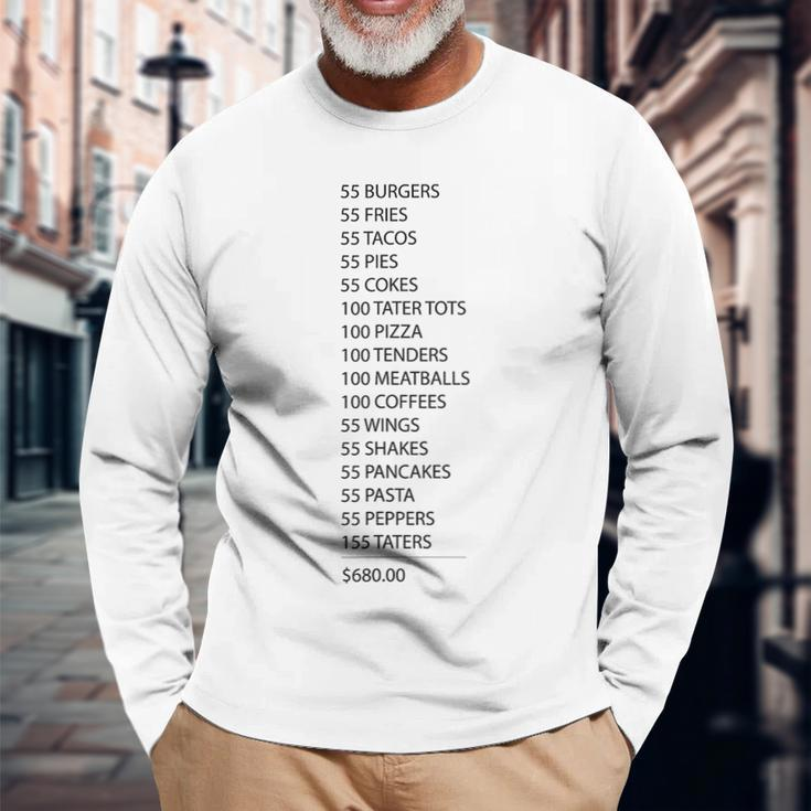 55 Burgers 55 Fries I Think You Should Leave Long Sleeve T-Shirt T-Shirt Gifts for Old Men