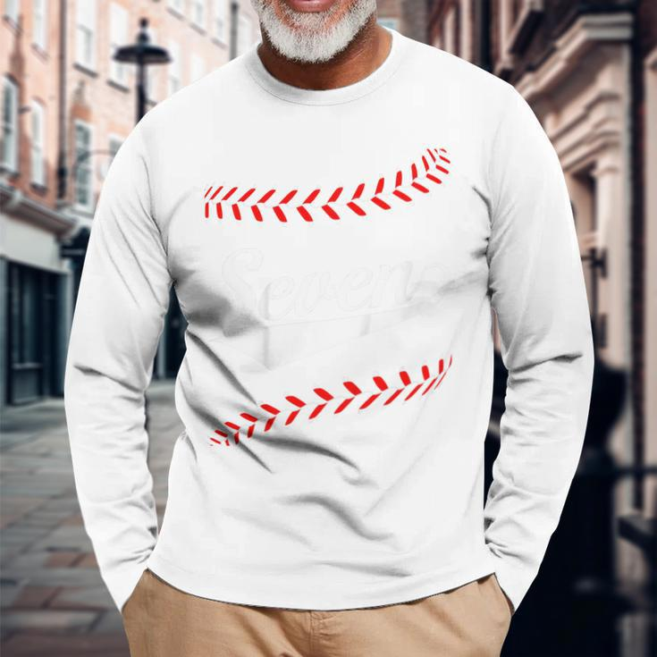 7 Year Old 7Th Baseball Softball Birthday Party Boys Girls Long Sleeve T-Shirt Gifts for Old Men