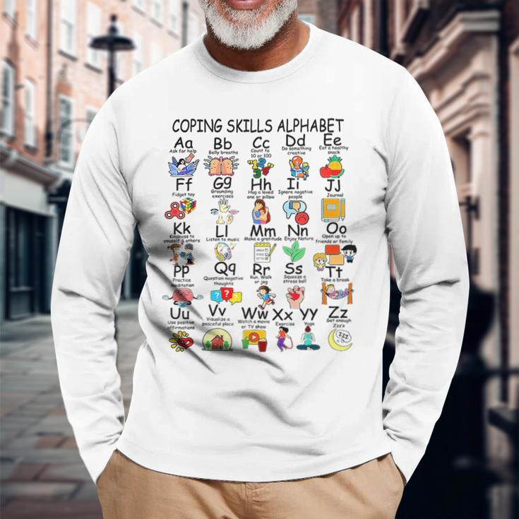 Abc Coping Skills Alphabet Mental Health Awareness Counselor Long Sleeve T-Shirt T-Shirt Gifts for Old Men