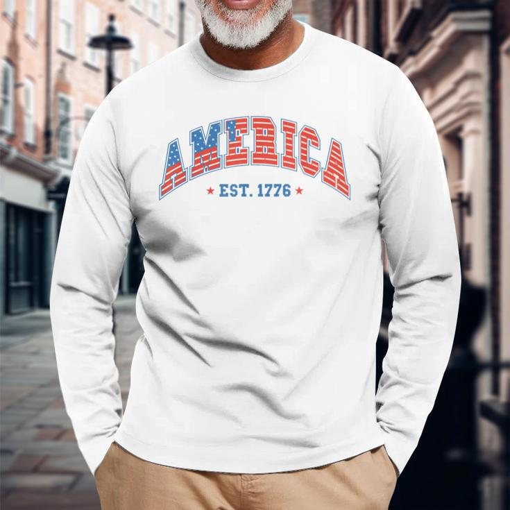 America Est 1776 Patriotic Usa 4Th Of July America Flag Long Sleeve T-Shirt T-Shirt Gifts for Old Men