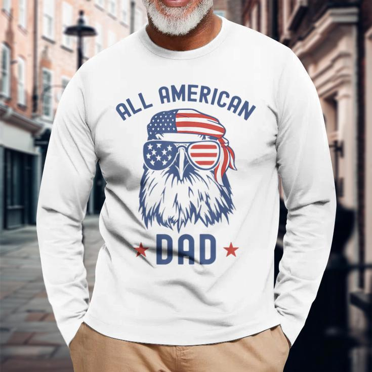 All American Dad Patriotic Eagle Sunglasses Us Flag 4Th July Long Sleeve T-Shirt Gifts for Old Men