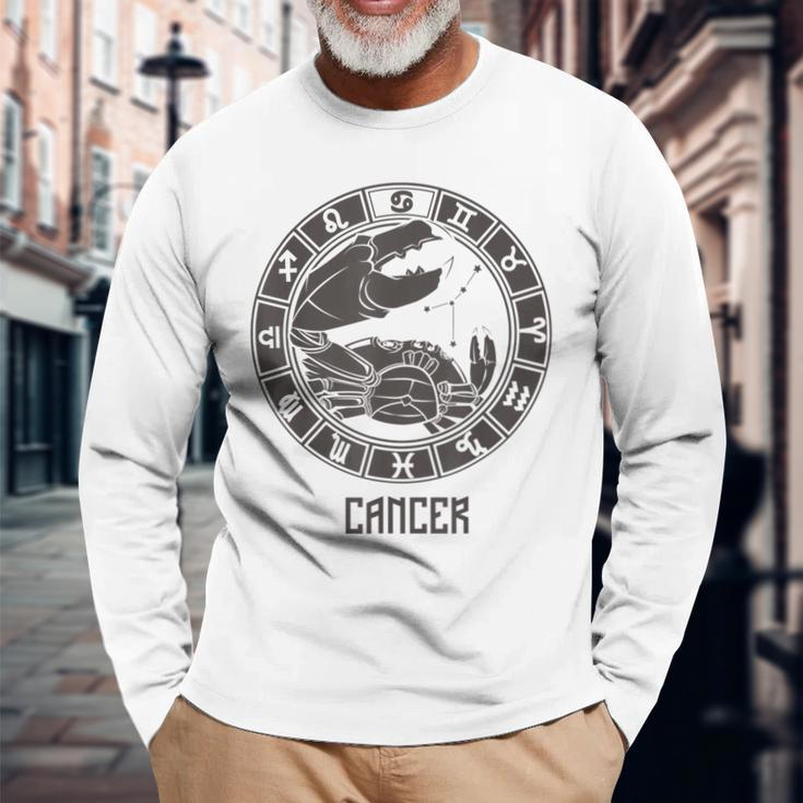 Cancer Zodiac Sign Symbol Stars June July Birthday Long Sleeve T-Shirt Gifts for Old Men