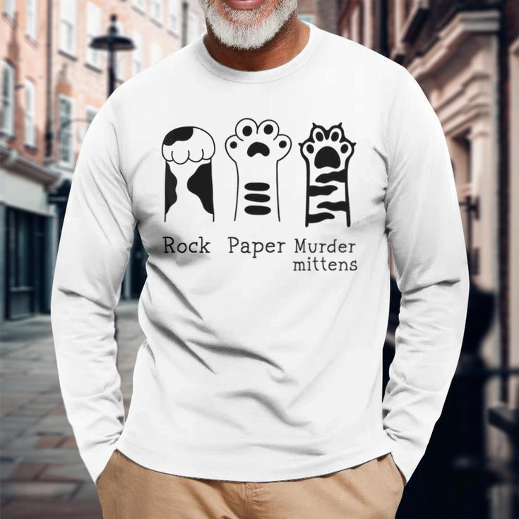 Cat Paws Rock Paper Scissors Long Sleeve T-Shirt Gifts for Old Men