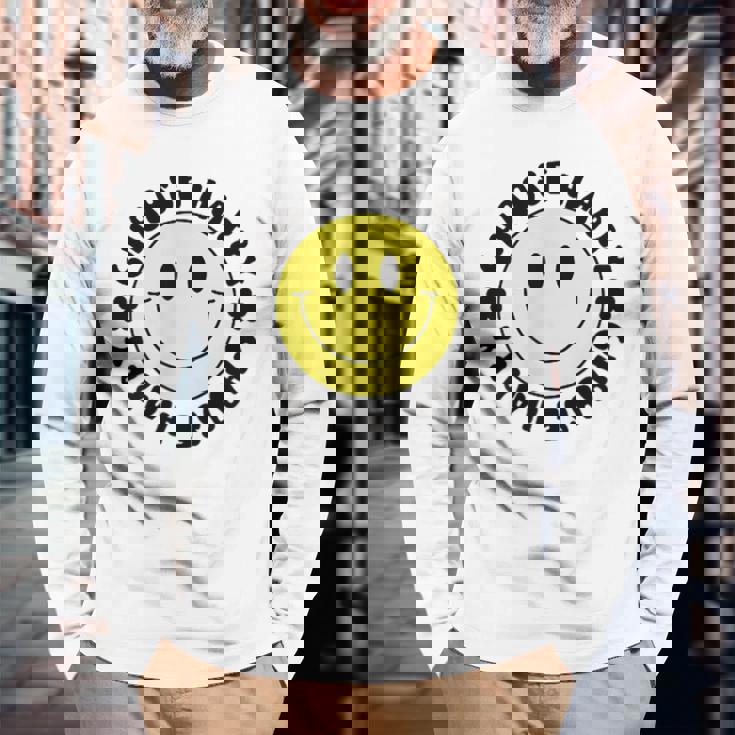 Choose Happy 70S Yellow Smile Face Cute Smiling Face Long Sleeve Gifts for Old Men