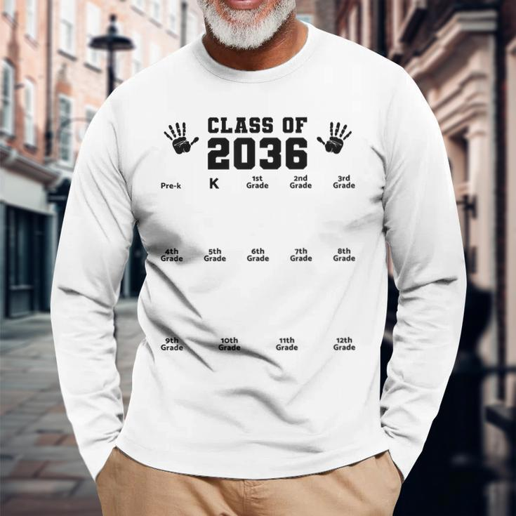 Class Of 2036 Handprint Grow With Me Pre-K Graduation Long Sleeve Gifts for Old Men