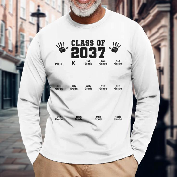Class Of 2037 Handprint Grow With Me Pre-K Graduation Long Sleeve T-Shirt T-Shirt Gifts for Old Men