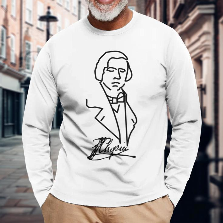 Classical Music Pianist Chopin Musician Composer Long Sleeve T-Shirt Gifts for Old Men