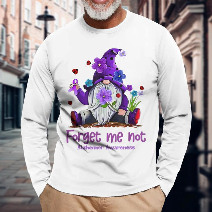 Forget Purple Gnome Me Not Purple Alzheimer's Awareness Long Sleeve Gifts for Old Men