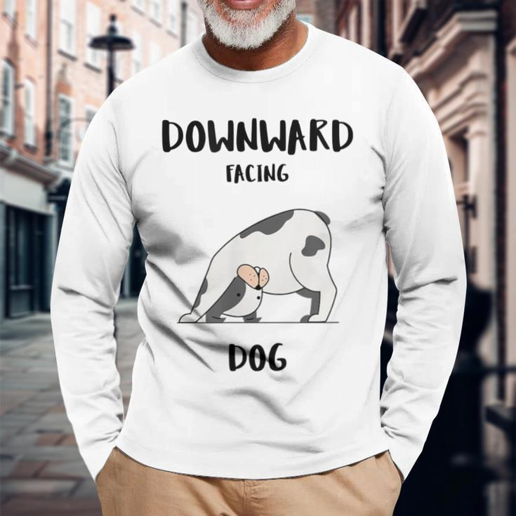 Downward Facing Dog Fitness Quote Yoga Pose Long Sleeve T-Shirt Gifts for Old Men