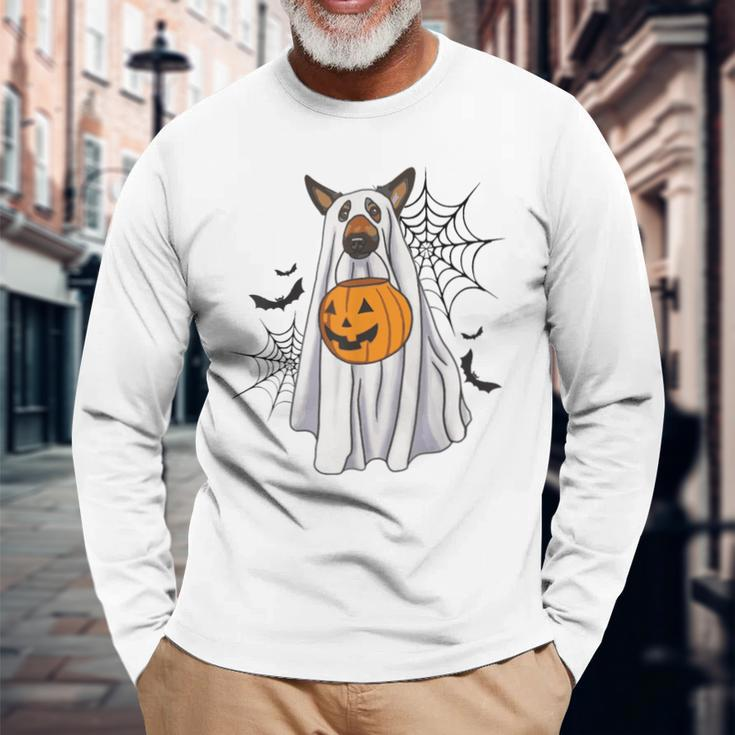 German Shepherd Ghost Halloween Pumpkin For Dog Lover Long Sleeve T-Shirt Gifts for Old Men