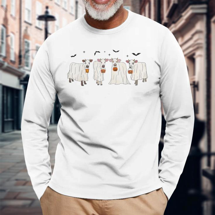 Ghost Cows Halloween Long Sleeve T-Shirt Gifts for Old Men