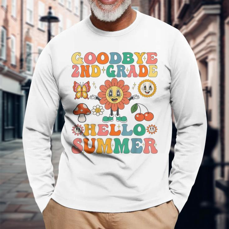 Goodbye 2Nd Grade Hello Summer Groovy Second Grade Graduate Long Sleeve T-Shirt T-Shirt Gifts for Old Men