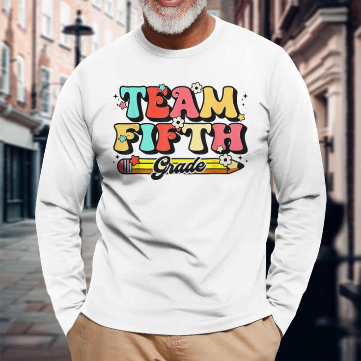 Groovy Team 5Th Grade First Day Of School Back To School Long Sleeve T-Shirt Gifts for Old Men