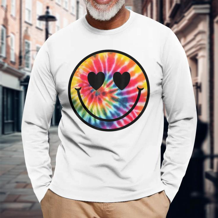 Happy Face Tie Dye Smile Face Long Sleeve Gifts for Old Men