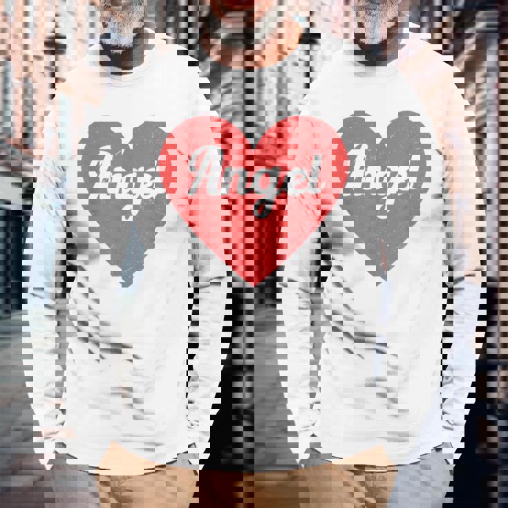 I Heart Angel First Names And Hearts I Love Angel Long Sleeve T-Shirt Gifts for Old Men