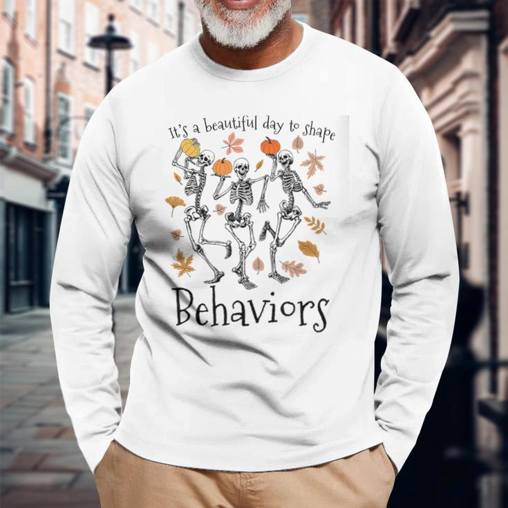 It's A Beautiful Day To Shape Behaviors Halloween Rbt Aba Long Sleeve T-Shirt Gifts for Old Men