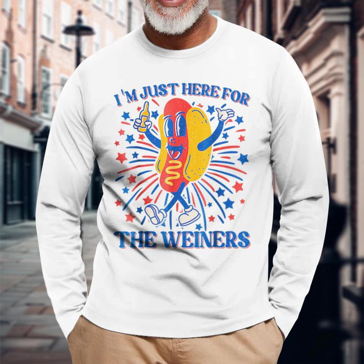 Im Just Here For The Wieners 4Th Of July Wieners Long Sleeve T-Shirt Gifts for Old Men