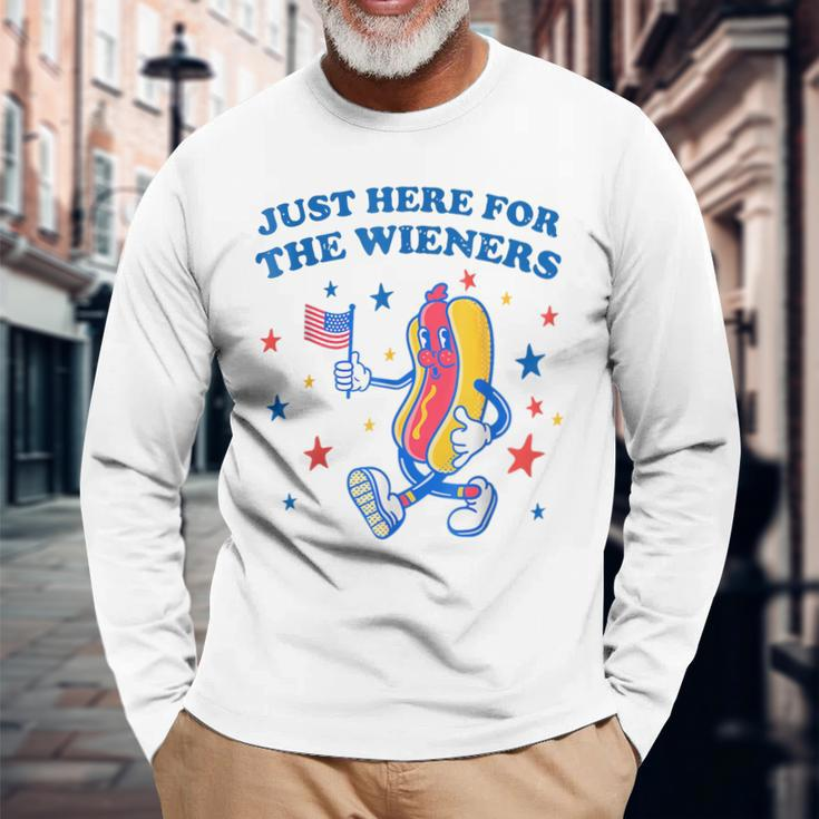 Im Just Here For The Wieners Fourth Of July Long Sleeve T-Shirt Gifts for Old Men