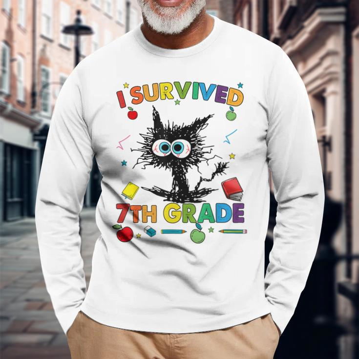 Last Day Of Seventh 7Th Grade I Survived 7Th Grade Long Sleeve T-Shirt Gifts for Old Men