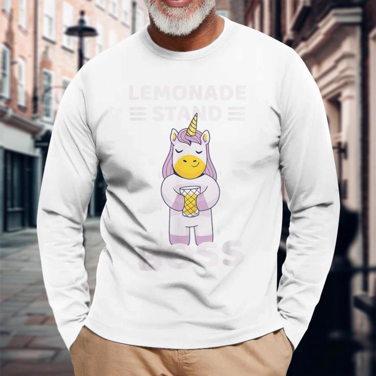 Lemonade Stand Boss Unicorn Girls Long Sleeve T-Shirt Gifts for Old Men