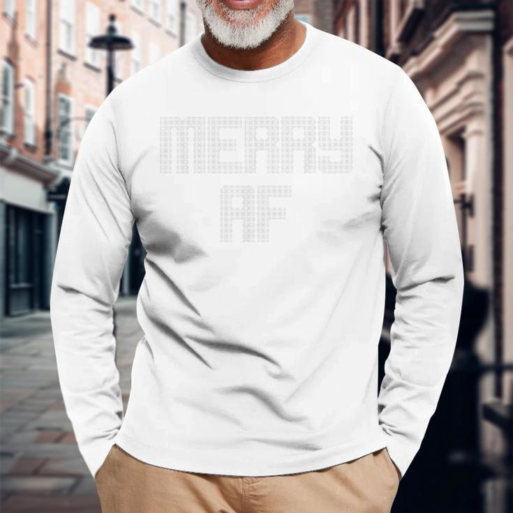Merry Af Ugly Christmas Sweater Xmas Top Long Sleeve T-Shirt Gifts for Old Men