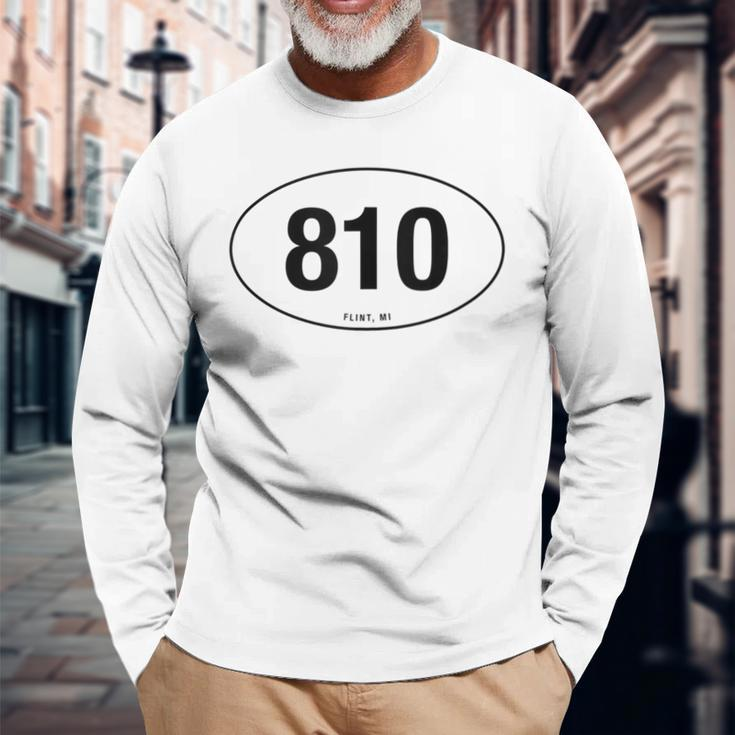 Michigan Area Code 810 Oval State Pride Long Sleeve T-Shirt Gifts for Old Men