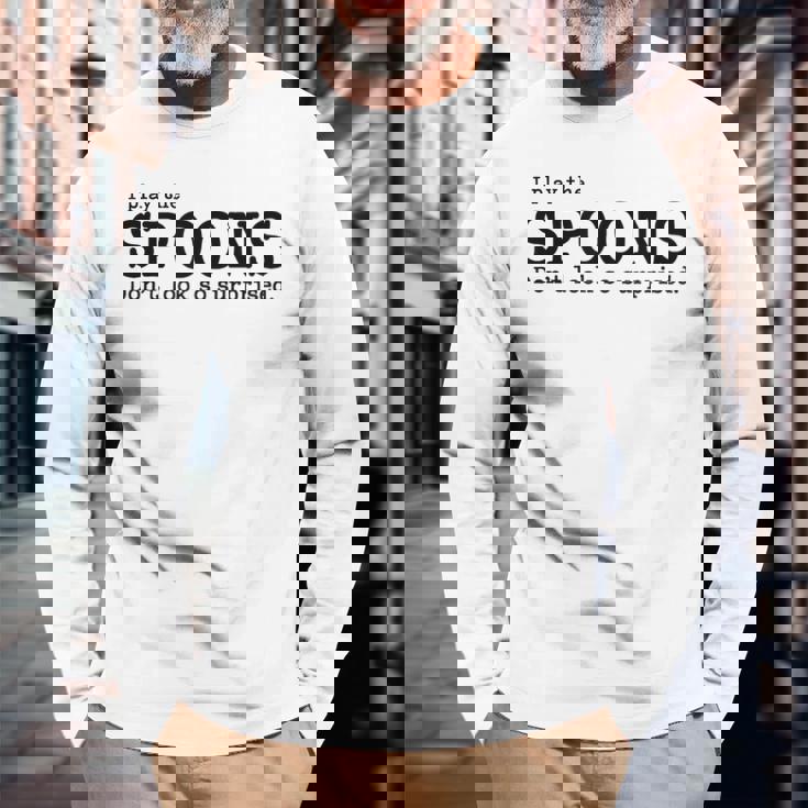 Musical Spoons Percussion I Play The Spoons Long Sleeve T-Shirt Gifts for Old Men