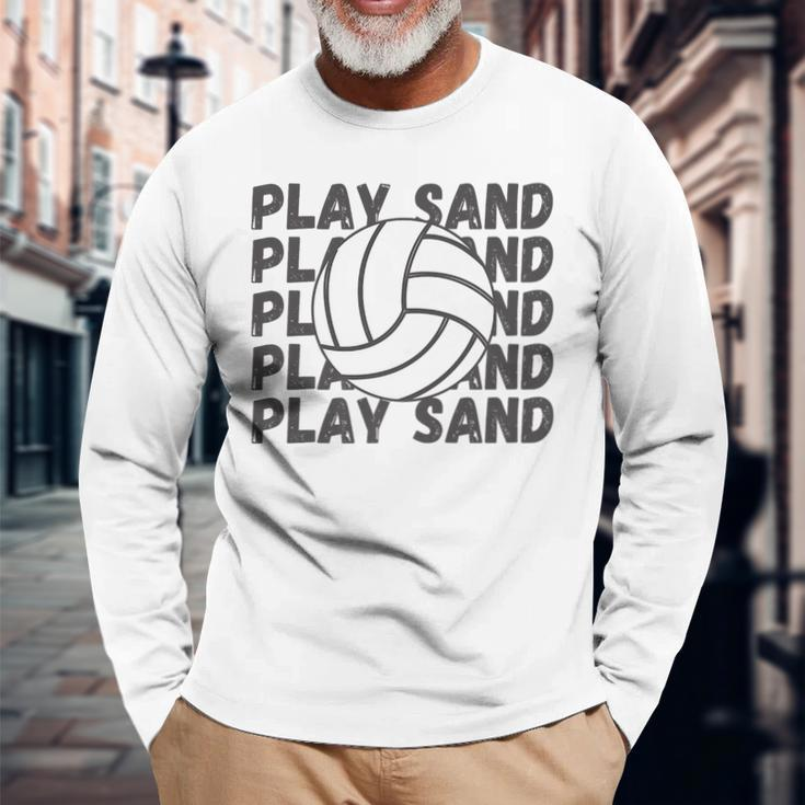 Play Sand Volleyball Volleyball Long Sleeve T-Shirt Gifts for Old Men
