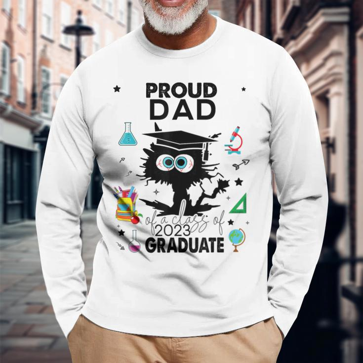 Proud Dad Of A Class Of 2023 Graduate Cool Black Cat Long Sleeve T-Shirt T-Shirt Gifts for Old Men