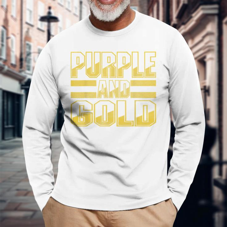 Purple & Gold Game Day Group For High School Football Long Sleeve Gifts for Old Men