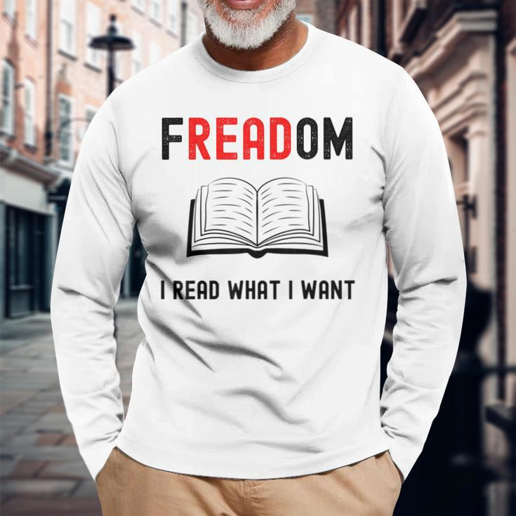I Read Banned Books Freadom Bookworm Book Reading Long Sleeve T-Shirt T-Shirt Gifts for Old Men