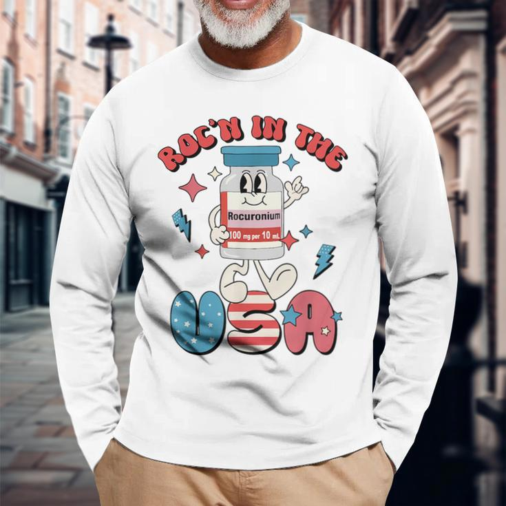 Retro Vial Rocn In The Usa Happy 4Th Of July Vibes Long Sleeve T-Shirt T-Shirt Gifts for Old Men