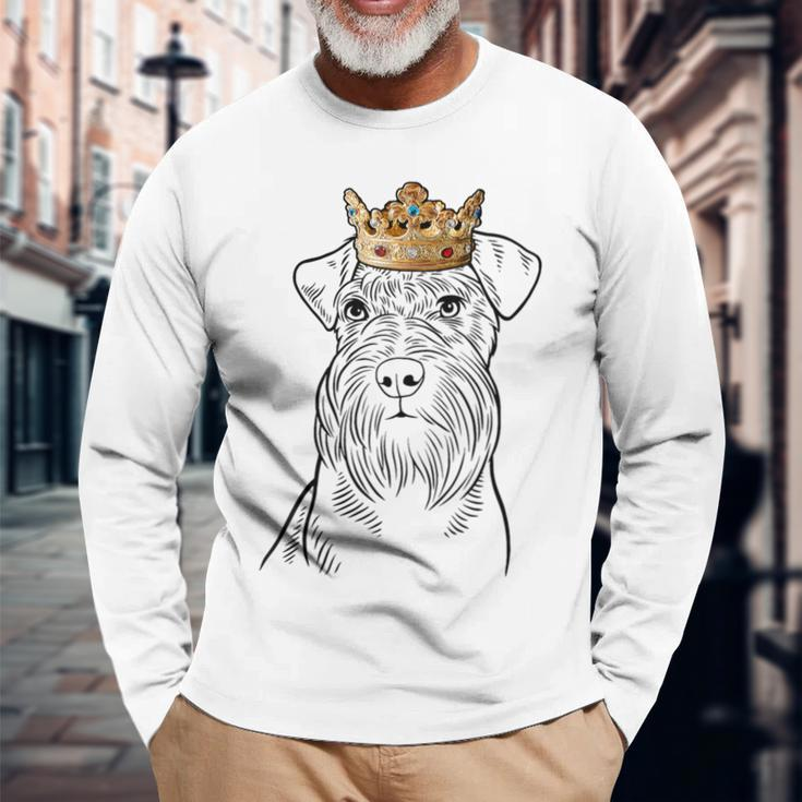 Schnauzer Dog Wearing Crown Long Sleeve T-Shirt Gifts for Old Men
